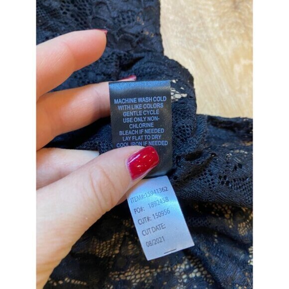 Torrid Babydoll Black Lace Long Sleeve Stretch‎ Top Womens Size 2 - Picture 6 of 8